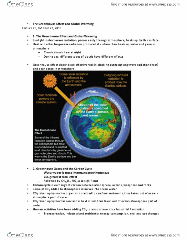 EARTHSC 2GG3 Lecture Notes - Lecture 20: Carbon Cycle, Sea Level Rise, Shortwave Radiation thumbnail