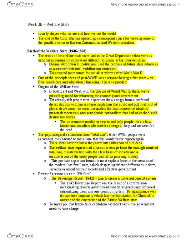 HIS 1111 Lecture Notes - Lecture 3: European Social Model, John Maynard Keynes, Basic Income thumbnail