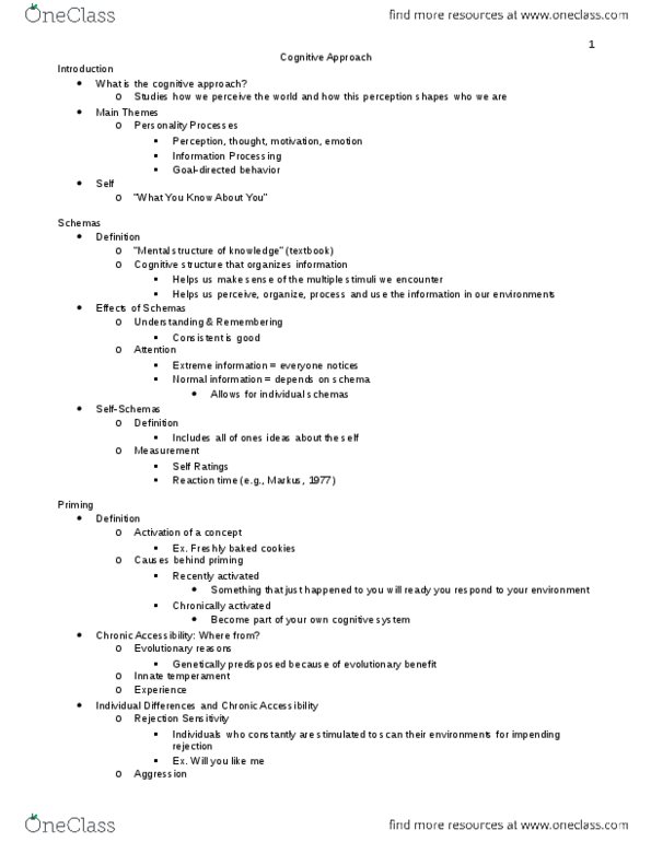 PSY 393 Lecture Notes - Walter Mischel, Mental Chronometry thumbnail