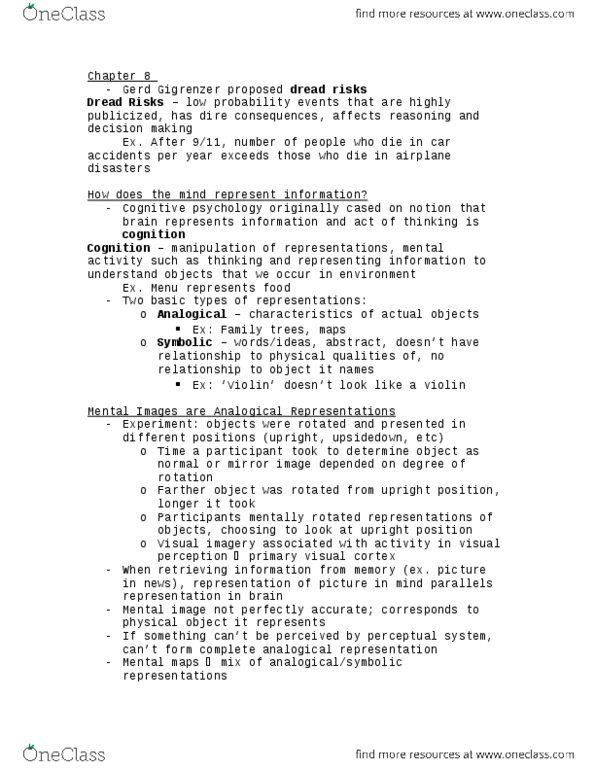 PSY100H1 Lecture Notes - Cognitive Psychology, Functional Fixedness, Robert Sternberg thumbnail