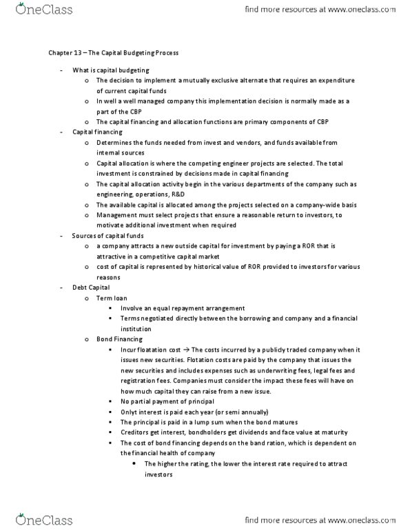 ECON 2B03 Chapter Notes - Chapter 13: Capital Market, Mansfield, United States Treasury Security thumbnail