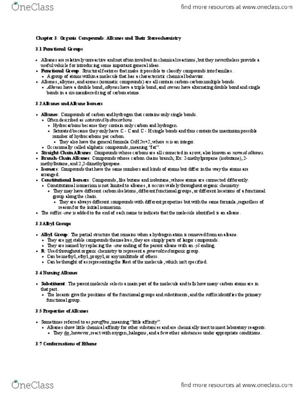 CHEM 261 Chapter Notes - Chapter 3: Isobutane, Alkane, Aliphatic Compound thumbnail