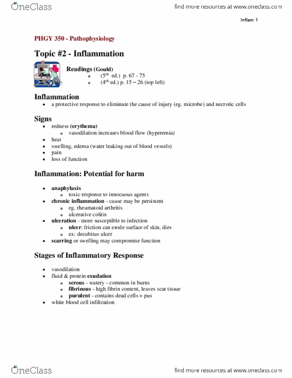 PHGY 350 Lecture Notes - Interferon, Basophil, Lipoxygenase thumbnail