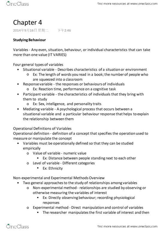 PSYC 217 Chapter Notes - Chapter 4: Confounding, Dependent And Independent Variables, Operational Definition thumbnail