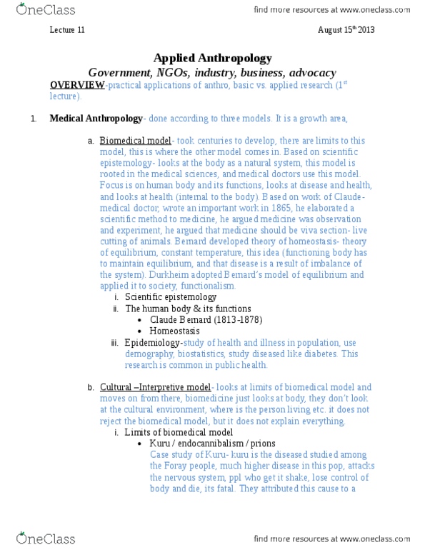 ANT102H5 Lecture Notes - Lecture 11: Paleopathology, Endocannibalism, Social Inequality thumbnail