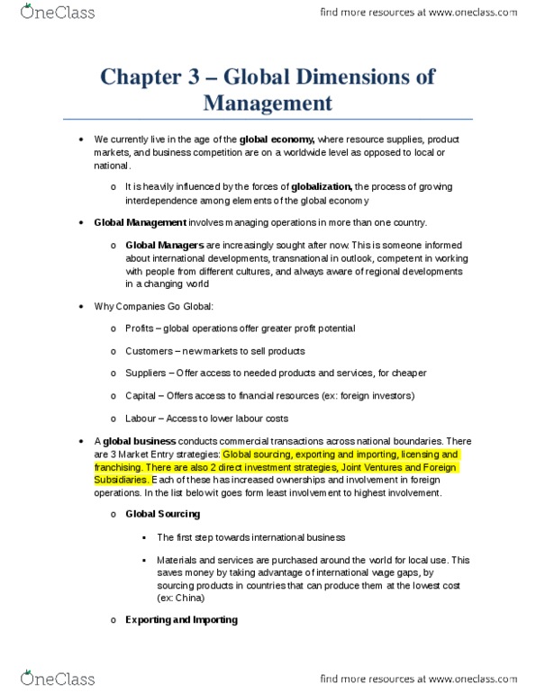 GMS 200 Chapter 3: Chapter 3 - Global Dimensions of Management.docx thumbnail
