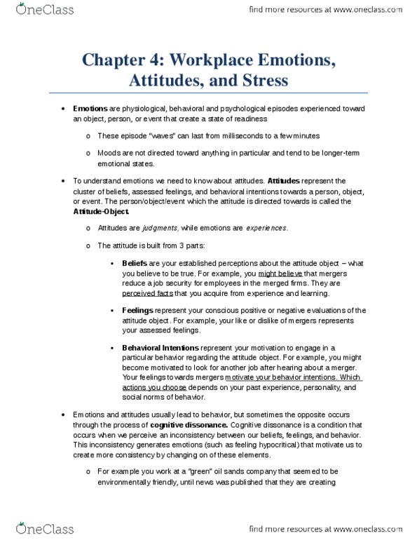 MHR 405 Chapter Notes - Chapter 4: Work Unit, Absenteeism, Job Satisfaction thumbnail