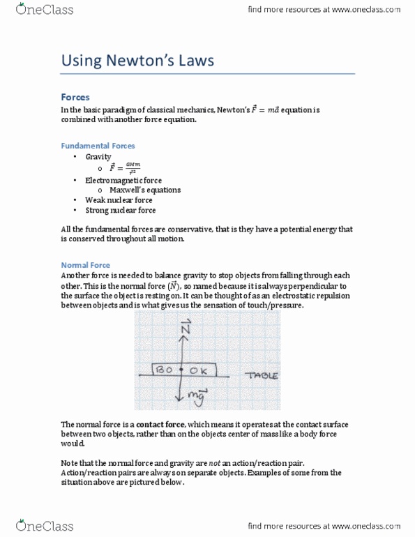 PHY254H1 Lecture 3: Lecture 3 - Using Newton’s Laws.pdf thumbnail