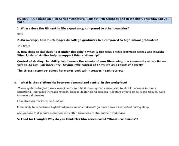 Health Sciences 1001A/B Lecture Notes - Unnatural Causes, Myocardial Infarction thumbnail