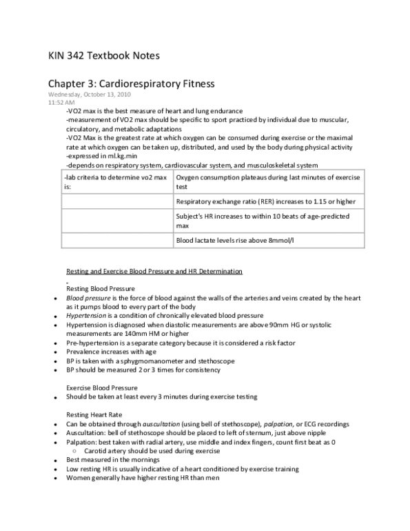 BPK 342 Chapter : Essential notes from course textbook, summary of required chapters; I studied from these notes along with the course reader notes and got an A in the class thumbnail