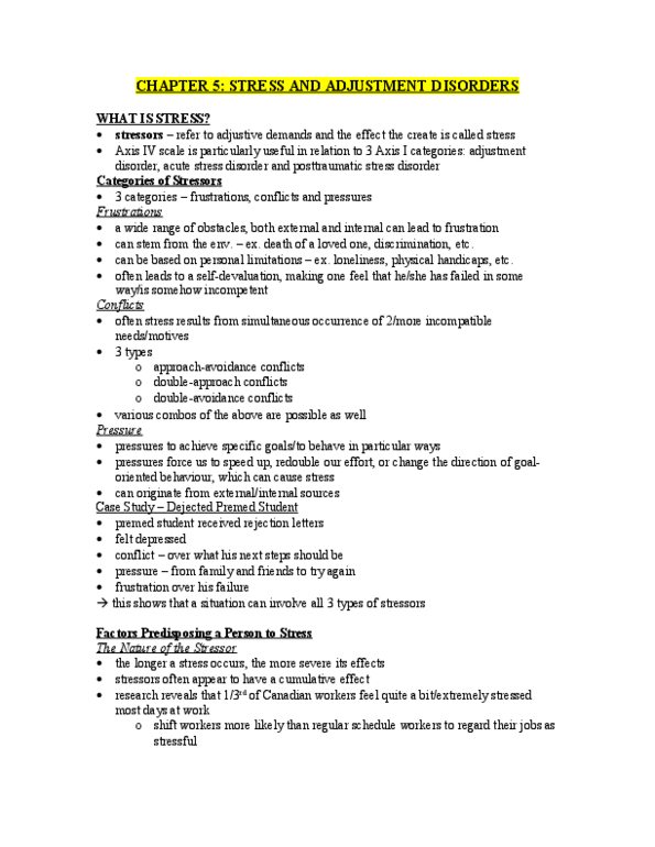 PSY240H5 Chapter Notes - Chapter 5: Posttraumatic Stress Disorder, Acute Stress Reaction, Pre-Medical thumbnail