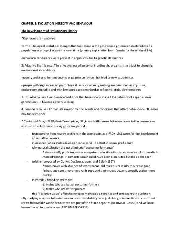 PSYA01H3 Chapter 3: Evolution, Heredity and Behaviour-Precise, Concise and Accurate Study Notes thumbnail