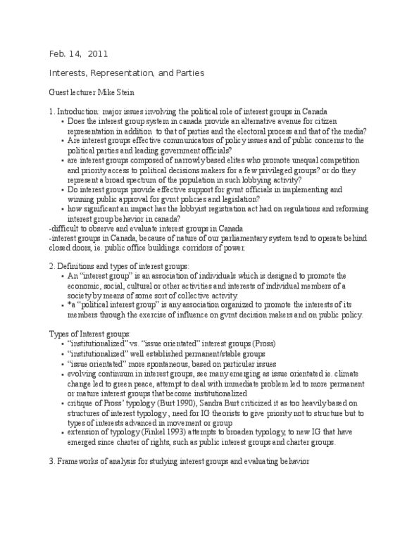 POL101Y1 Lecture Notes - Group Extension, Party System, Cabinet Of Canada thumbnail