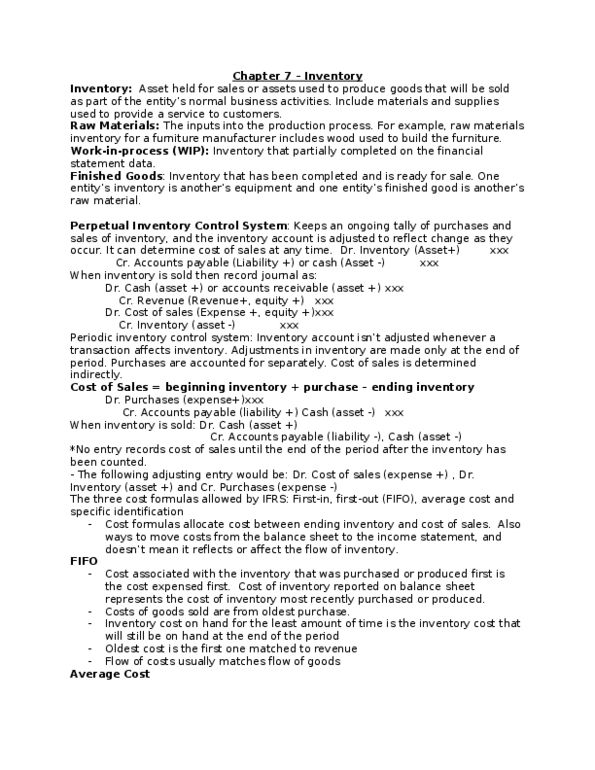 ACC 110 Chapter Notes - Chapter 7: Inventory Control, Accounts Payable, Cash Flow thumbnail