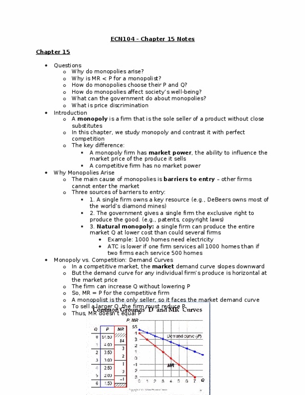 ECN 104 Lecture Notes - Deadweight Loss, Competitive Equilibrium, Price Discrimination thumbnail