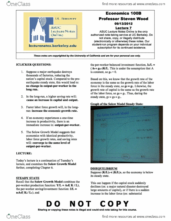 ECON 100B Quiz: Econ 100B Fall 2012 Lecture 7 Notes (93% On The Test ...