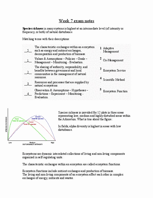 Biol 1070 study guide fall 2011 final alpha diversity species