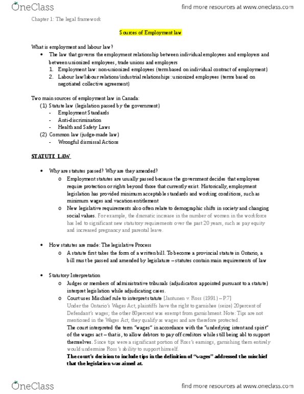 LAW 529 Chapter Notes - Chapter 1: Beaufort Scale, Unemployment Benefits, Canada Labour Code thumbnail