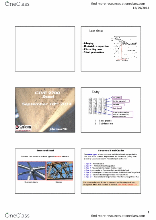 CIVE 2700 Lecture Notes - Weldability, Stainless Steel, Csa Group thumbnail