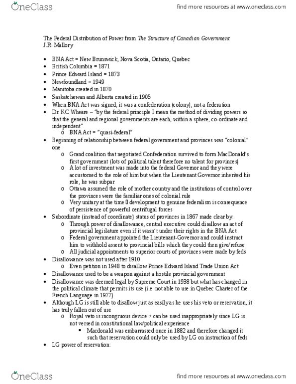 POLI 221 Chapter Notes -Ultra Vires, Social Insurance, International Labour Organization thumbnail