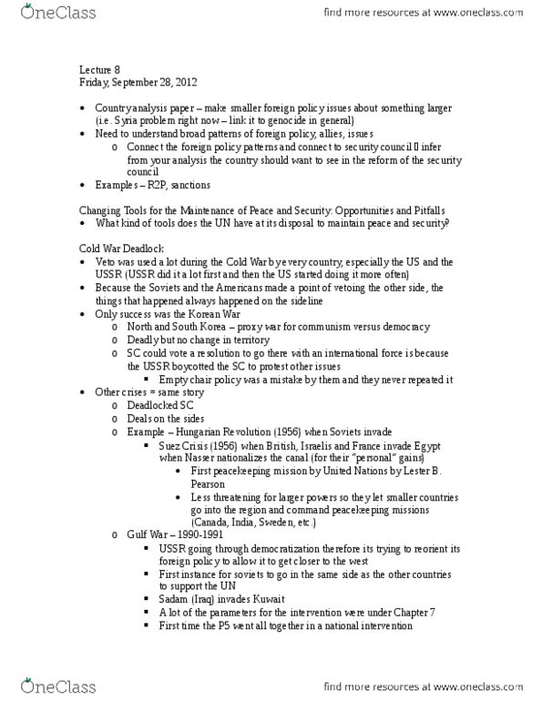 POLI 345 Lecture Notes - Lecture 8: Arms Control, Nuclear Technology, List Of Muppets thumbnail