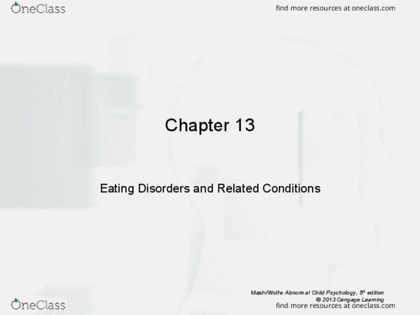 Psychology 2320A/B Lecture Notes - Cengage Learning, Eating Disorder, Comorbidity thumbnail