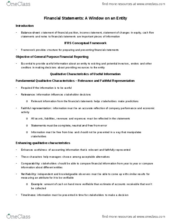 ACTG 2011 Chapter Notes - Chapter 2: Accounting Equation, Human Capital, Investment thumbnail