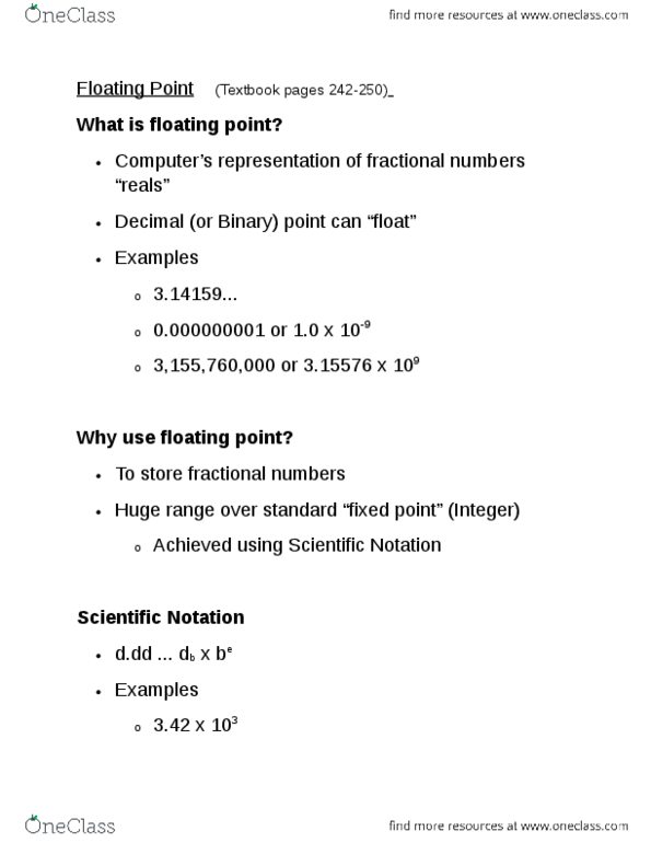 CMPT 215 Chapter Notes -Fractional Part, Decimal Mark, The Exponents thumbnail