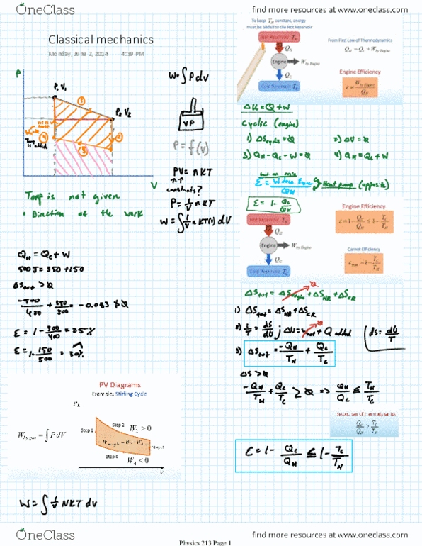 Ph 213 Chapter Notes -Thermodynamics, Classical Mechanics thumbnail