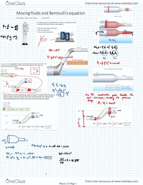 Ph 213 Chapter Notes -Bernoulli'S Principle thumbnail