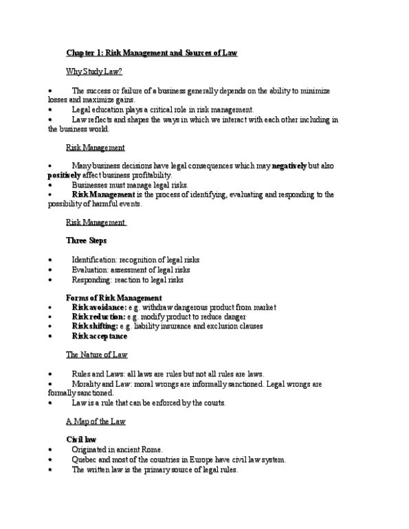 LAW 122 Chapter Notes - Chapter 1: Constitution Act, 1982, Precedent, Legal Education thumbnail