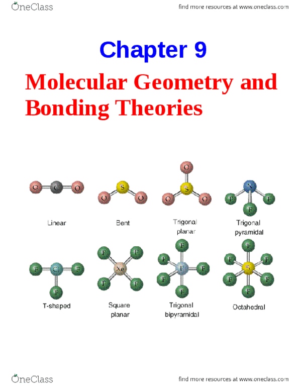 CHEM 1201 Lecture Notes - Valence Bond Theory, Molecular Geometry, Vsepr Theory thumbnail