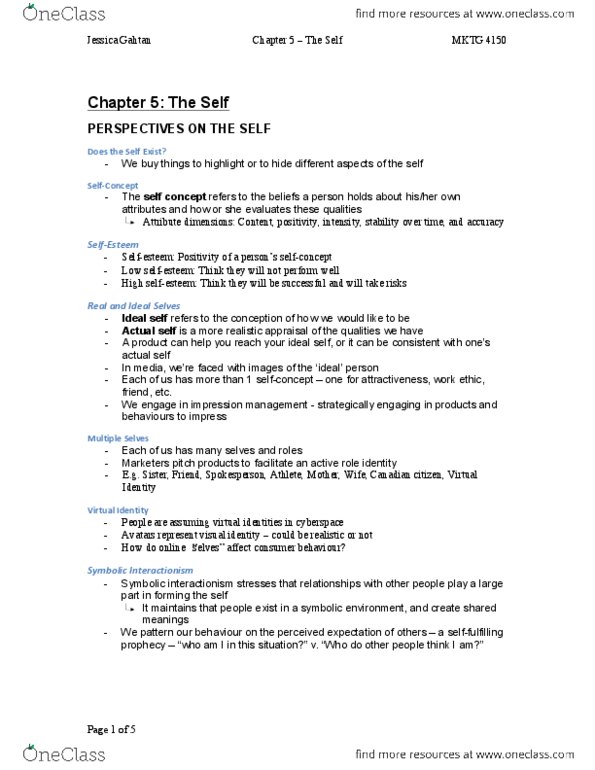 MKTG 4150 Chapter 5: Chapter 5 - The Self.pdf thumbnail