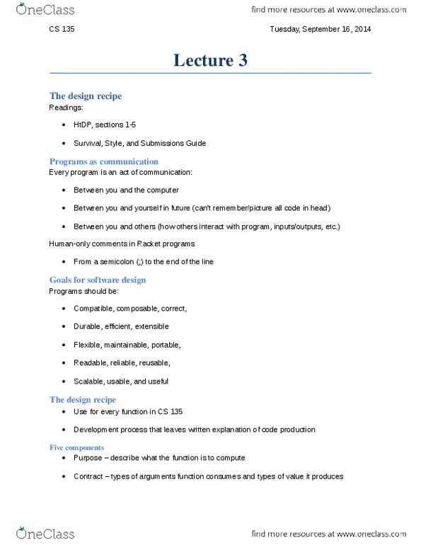 CS135 Lecture Notes - Lecture 3: Semicolon thumbnail