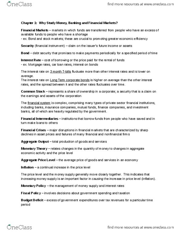 EC223 Chapter Notes - Chapter 1: Money Supply, Financial Instrument thumbnail