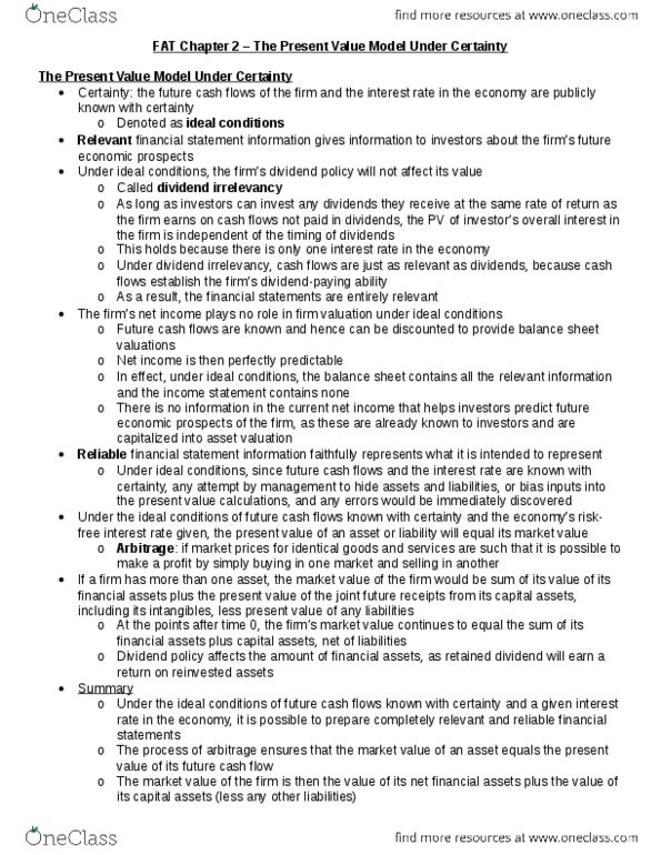 BU457 Chapter Notes - Chapter 2: Dividend Policy, Net Income, Financial Statement thumbnail