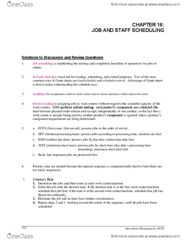 BU395 Chapter Notes - Chapter 16: Gantt Chart, Job Scheduler, Due Date thumbnail