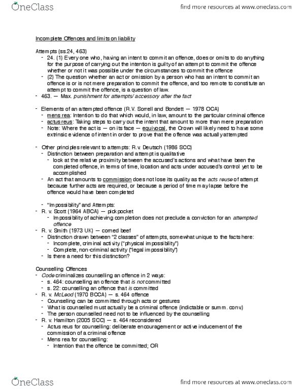 LAWS 2302 Lecture Notes - Lecture 4: Mens Rea, Actus Reus, Solitary Confinement thumbnail