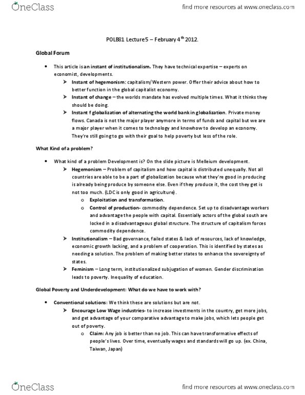 POLB81H3 Lecture Notes - Lecture 5: Economic Cooperation Organization, Comparative Advantage, Human Capital thumbnail