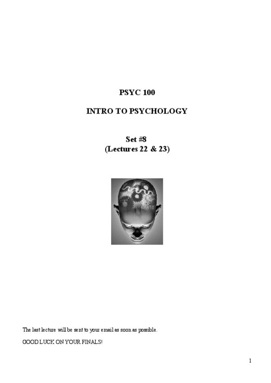 PSYC 100 Lecture Notes - Obsessive–Compulsive Disorder, Abnormal Psychology, Sleep Disorder thumbnail