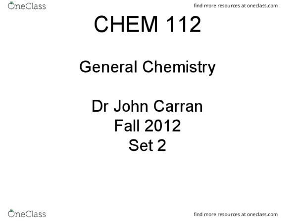 CHEM 112 Lecture Notes - Lecture 2: Chemical Polarity, Carran, Covalent Bond thumbnail