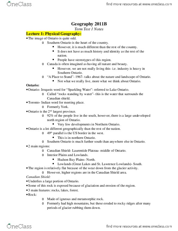 Geography 2011A/B Midterm: Geography 2011B- Term Test 1 Notes.docx ...