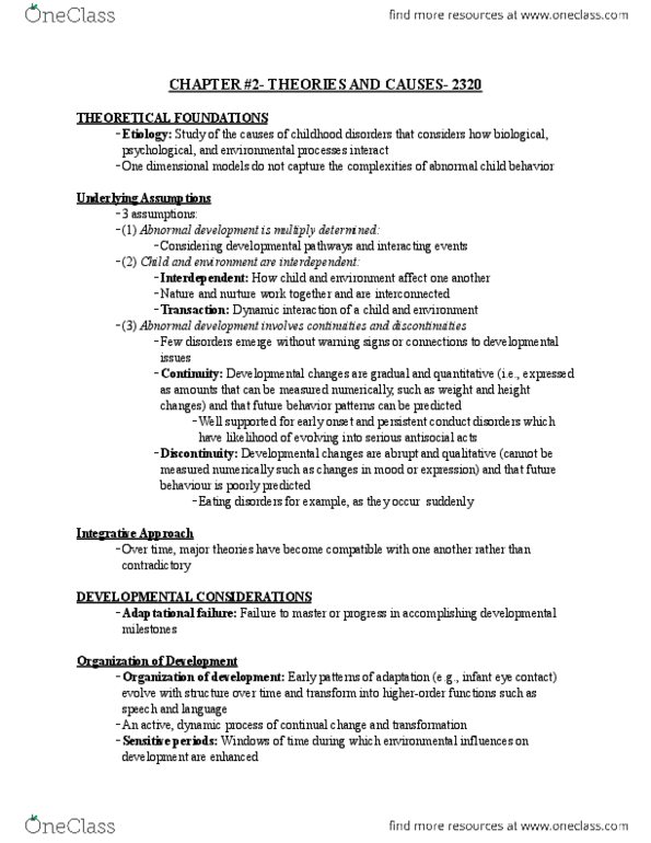 Psychology 2320A/B Chapter Notes - Chapter 2: Etiology, Behaviorism, Midbrain thumbnail