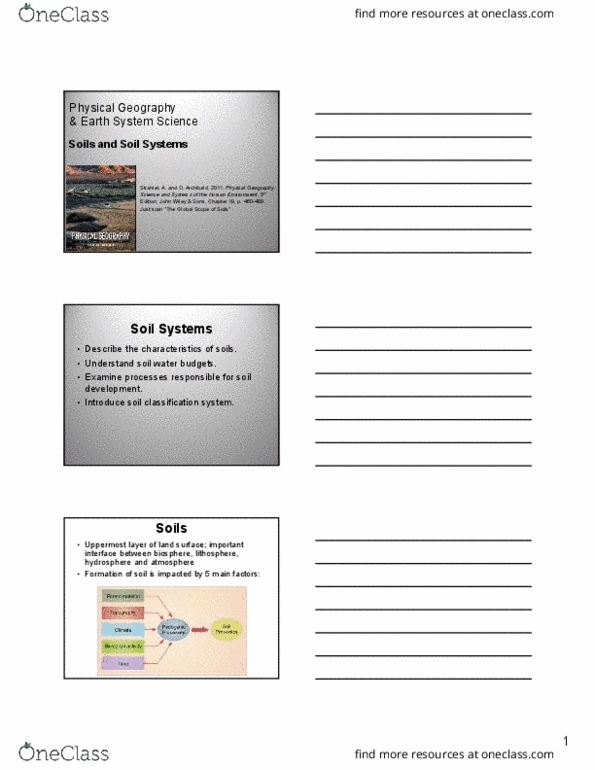 GPHY 102 Lecture Notes - Lecture 20: Soil Classification, Hydrosphere, Lithosphere thumbnail