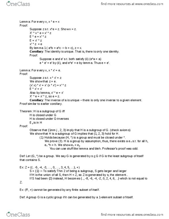 Math 113 Lecture Notes Fall 14 Lecture 5 If And Only If Cyclic Group