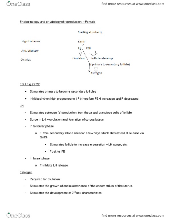 BIOL 1412 Lecture Notes - Lecture 11: Endometrium, Corpus Luteum, Hypothalamus thumbnail