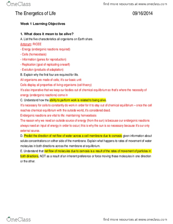 IB 150 Chapter Notes -Chloroplast, Homeostasis, Glycolysis thumbnail