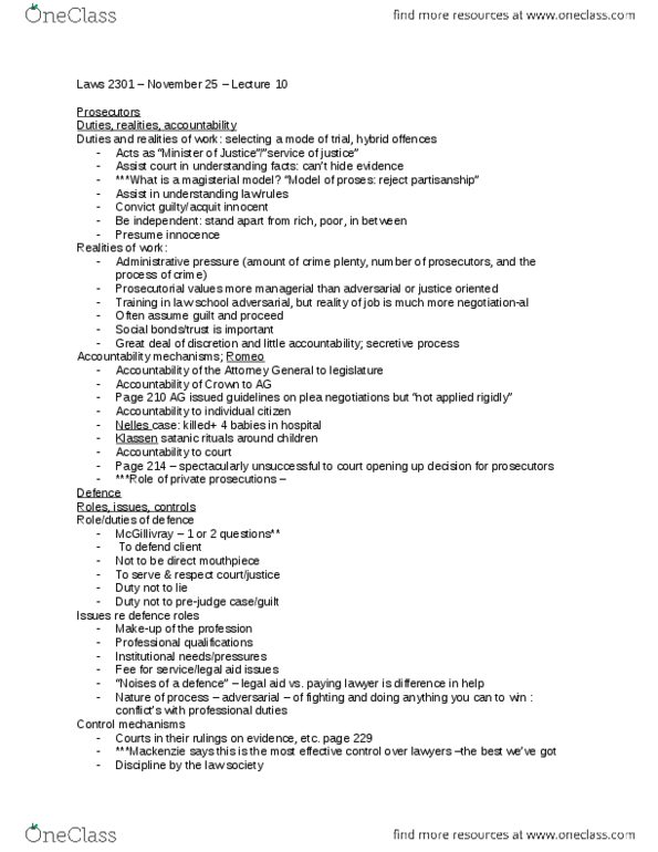 LAWS 2301 Lecture Notes - Lecture 10: Paul Bernardo, Law Society thumbnail