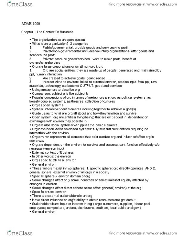 ADMS 1000 Lecture Notes - Lecture 1: Loose Coupling, Takers, Gross Domestic Product thumbnail