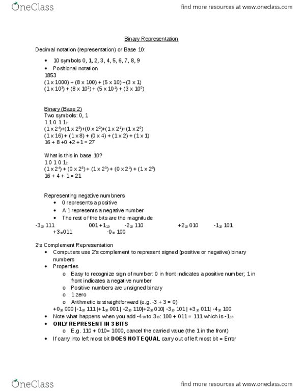 CMPUT101 Lecture Notes - Lecture 3: 5,6,7,8, Negative Number, Positional Notation thumbnail